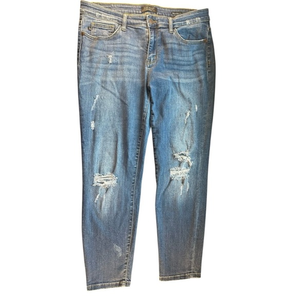 Judy Blue Denim - Judy Blue Women's 15/32 Jeans Stretch Distressed Dark Mid Rise JB8271DK